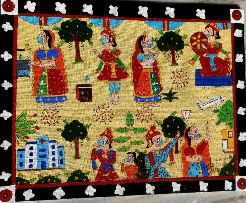 Corona Fight Message With Fad Paintings