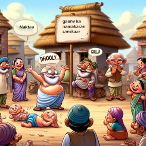 Satirical commentary on the contemporary practices of naming in the digital age, where traditional religious ceremonies have been replaced by technological solutions and numerology. The article discusses the transformation from culturally rich naming conventions that connected individuals with their religious and family heritage, to a superficial quest for unique and sometimes meaningless names facilitated by specialized websites and numerologists.