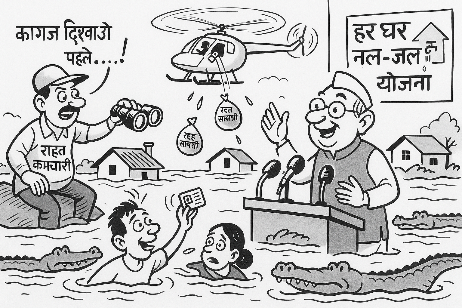 बाढ़ में डूबकर भी कैसे तरें-हास्य व्यंग्य रचना