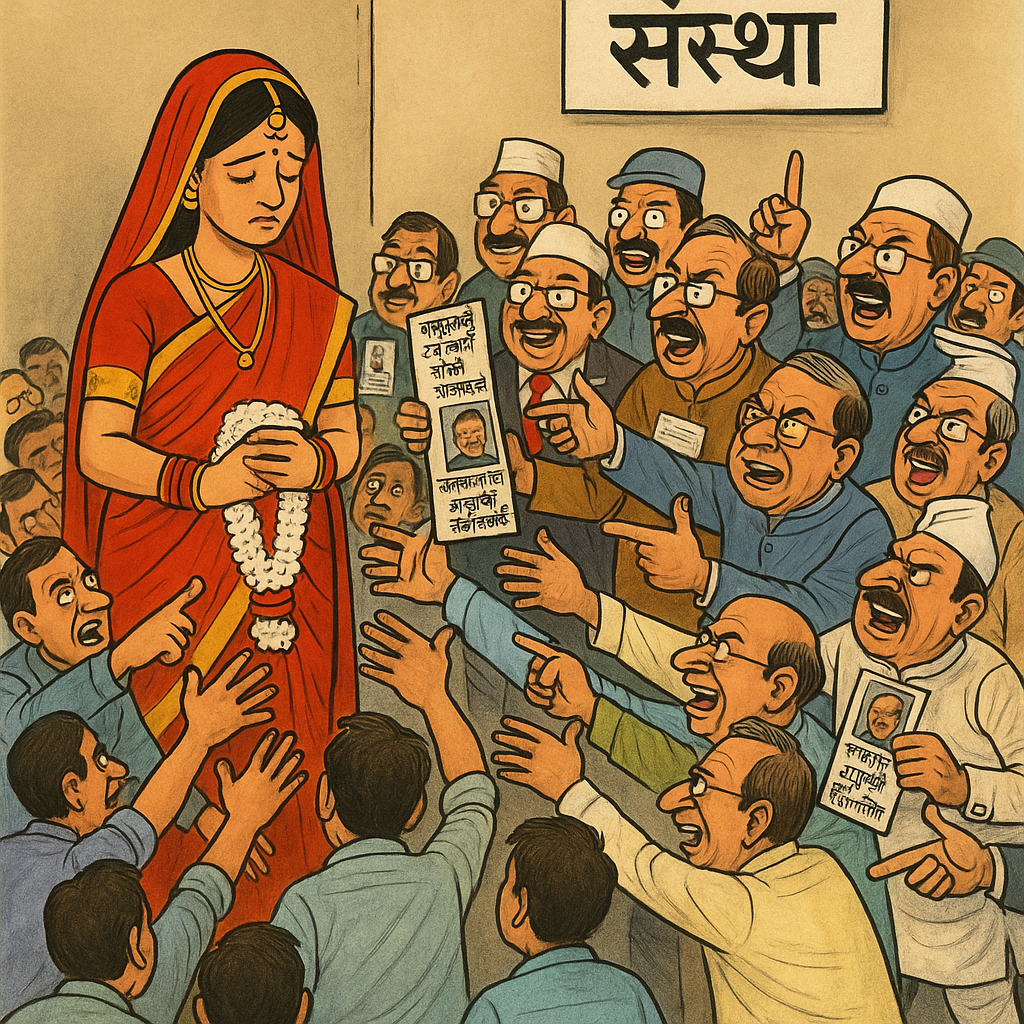 संस्था के स्वयंवर में योग्यता नहीं, जुगाड़ के सहारे दूल्हों की भीड़, हर कोई पहुंच और सिफारिश से वरमाला हासिल करने को आतुर।