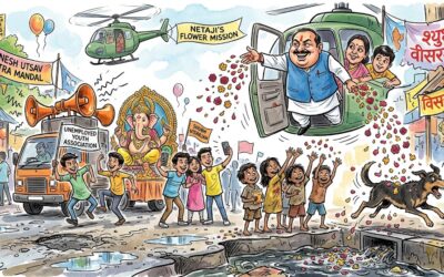 पुष्पक विमान से पुष्प वर्षा
