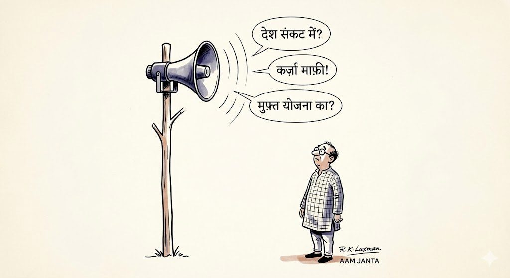 अप्रैल फूल के दिन सोशल मीडिया पर रील बनाते युवा और जनता को मूर्ख बनाते नेता का व्यंग्यात्मक दृश्य
