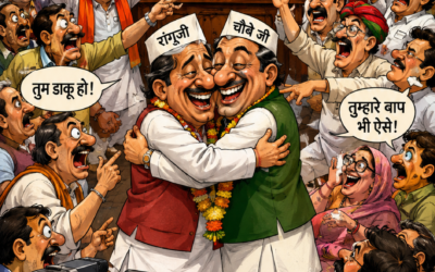 चौबे जी हो गये डब्बे जी-आरोप, गाली और गले मिलन की व्यंग्य गाथा